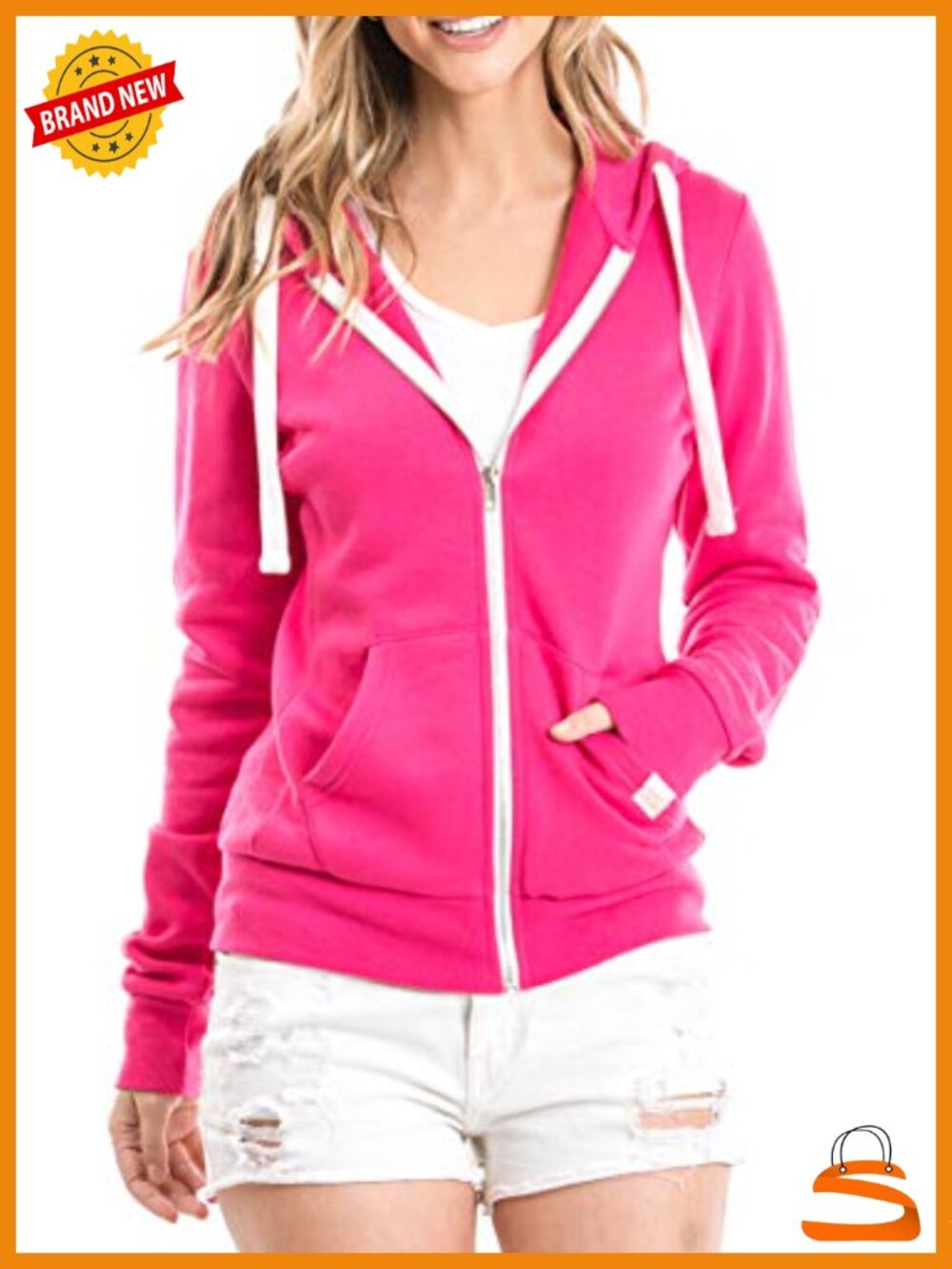 Womens Fleece Zip Up Hoodie Long Sleeve Plus Size Kangaroo Pockets
